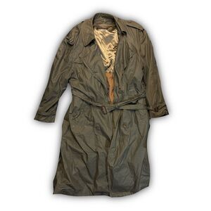 vintage brooks brothers makers olive green trench coat with wool liner